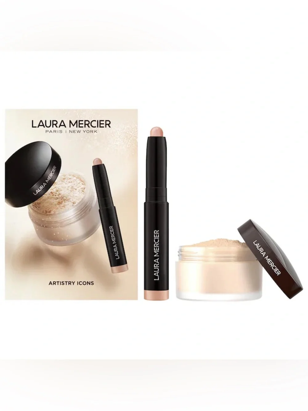 NIB- Laura Mercier Setting Powder & Highlight Stick Duo in Cream-Beige and Black